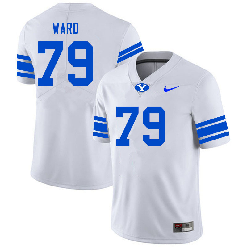 Men #79 Ben Ward BYU Cougars College Football Jerseys Sale-White - Click Image to Close